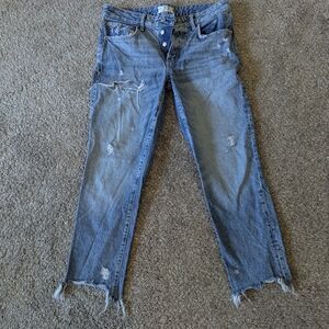 Free People Distressed Ankle Jeans - Light Blue